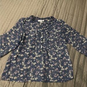 Pinky Navy Floral Pinky Button Front Blouse